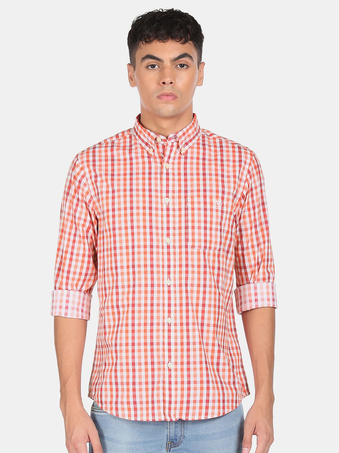 

Aeropostale Men Red Checked Casual Shirt