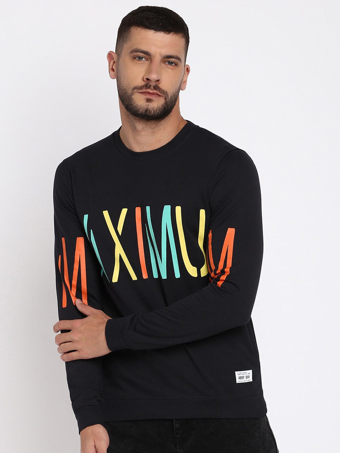 

abof Men Black Printed Sweatshirt