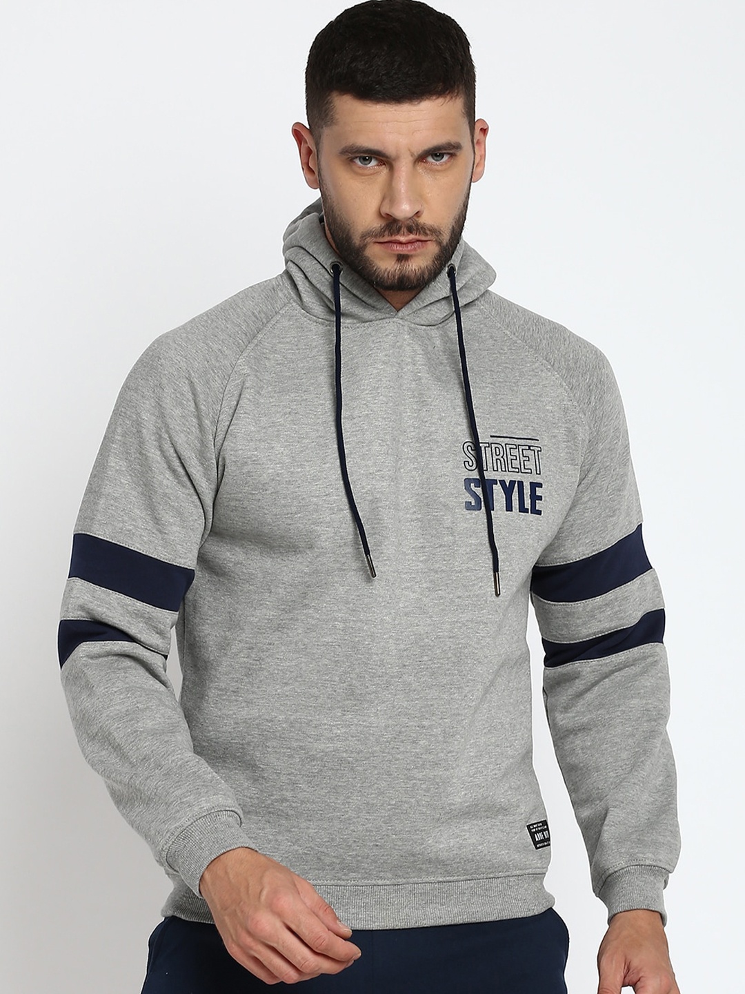 

abof Men Grey Hooded Sweatshirt