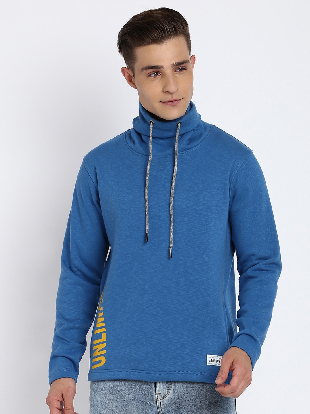 

abof Men Blue Hooded Sweatshirt