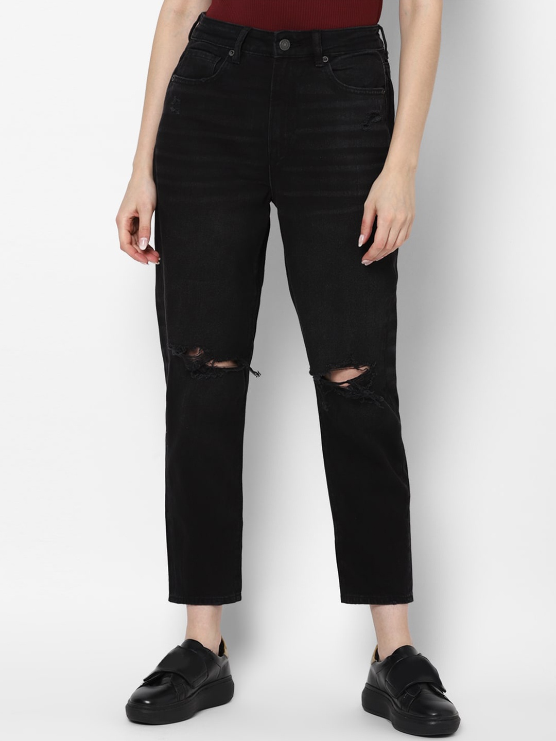 

AMERICAN EAGLE OUTFITTERS Women Black Slim Fit Slash Knee Jeans