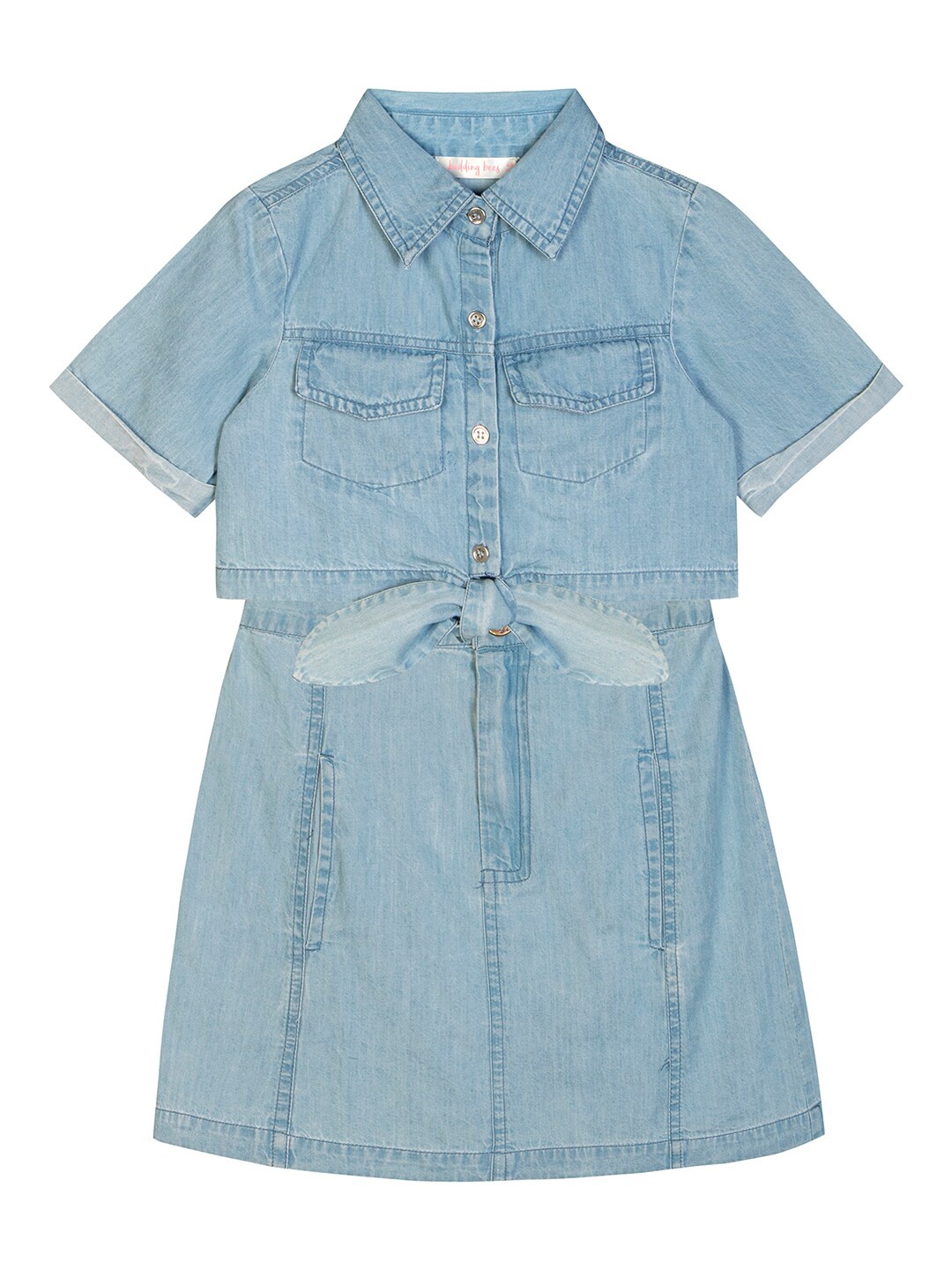 

Budding Bees Girls Blue Shirt with Skirt