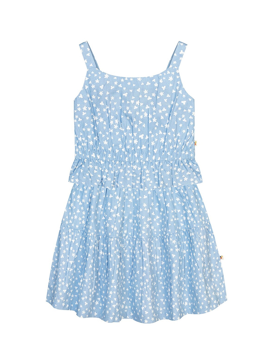 

Budding Bees Girls Blue & White Printed Cotton Top with Skirt