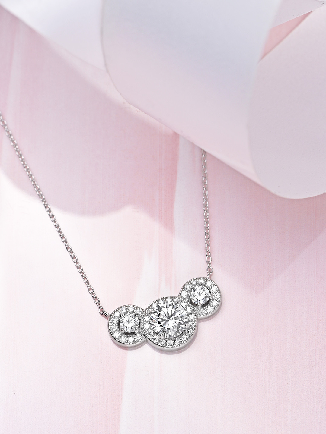 

Zavya Fall Drop Three 925 Sterling Silver Rhodium-Plated Chain