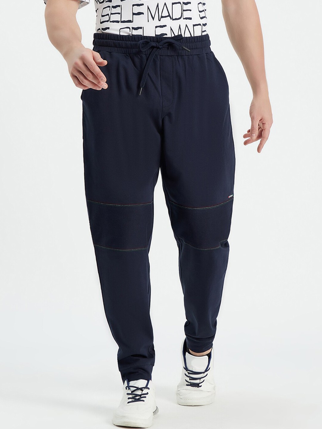 

EDRIO Men Navy Blue Solid Cotton Track Pants