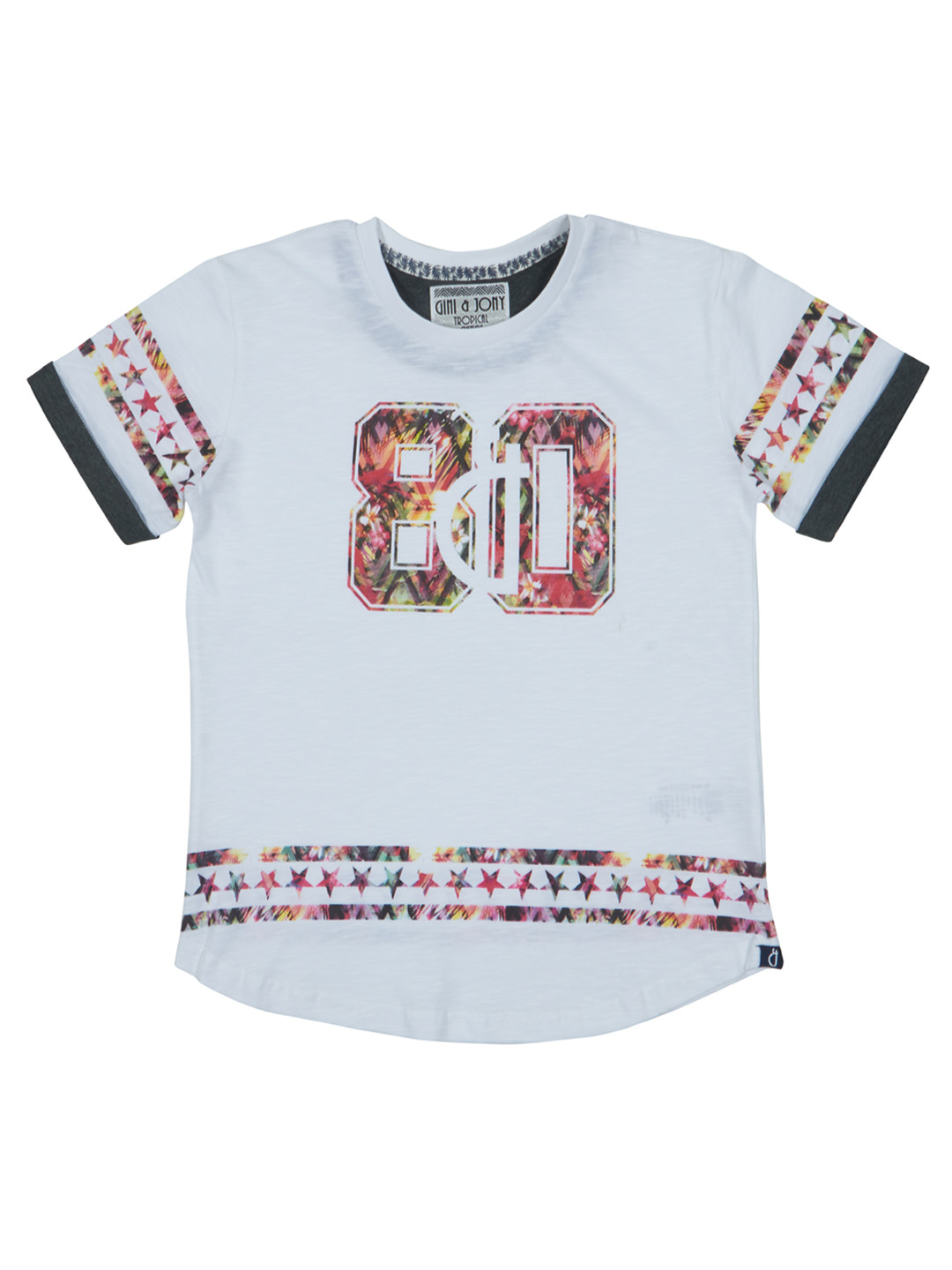 

Gini and Jony Boys White Printed Round Neck T-shirt