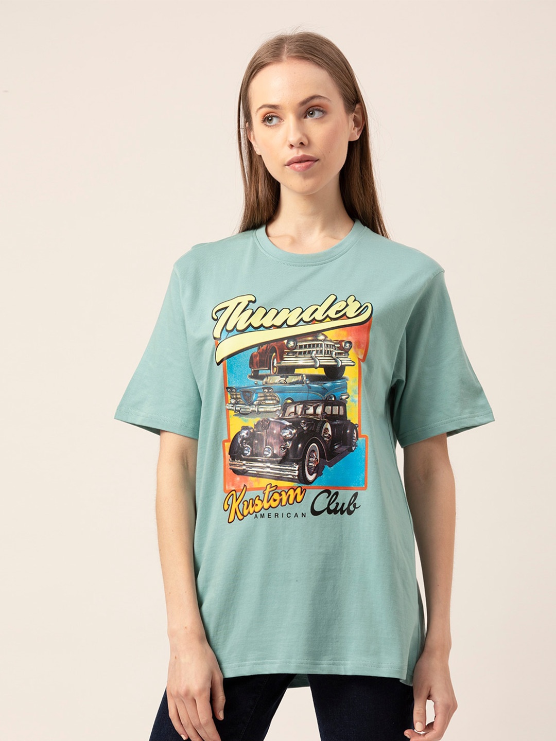 

Lounge Dreams Typography Printed Oversized T-shirt, Sea green