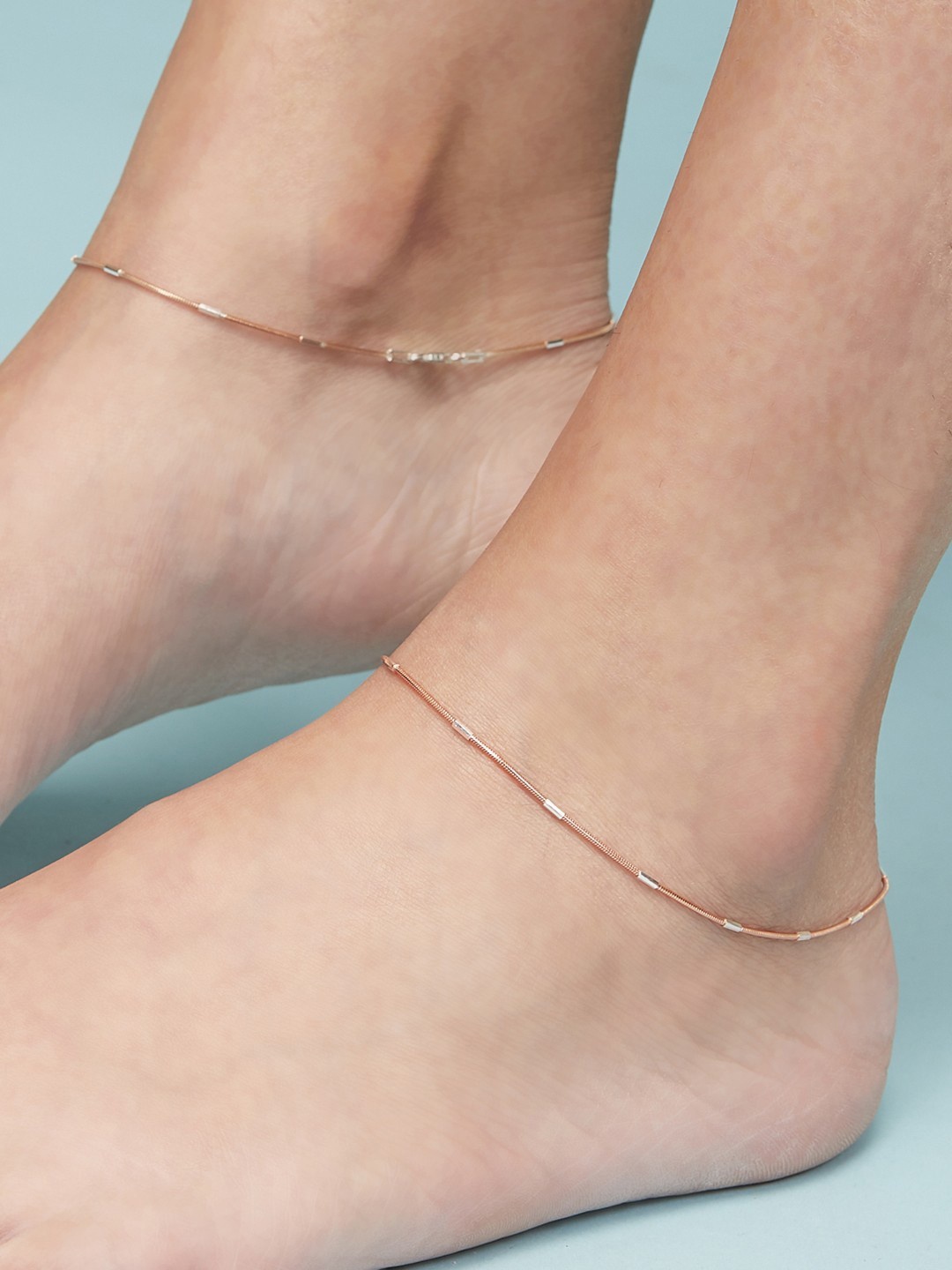 

Zavya Set of 2 Rose Gold-Plated 925 Sterling Silver Anklets