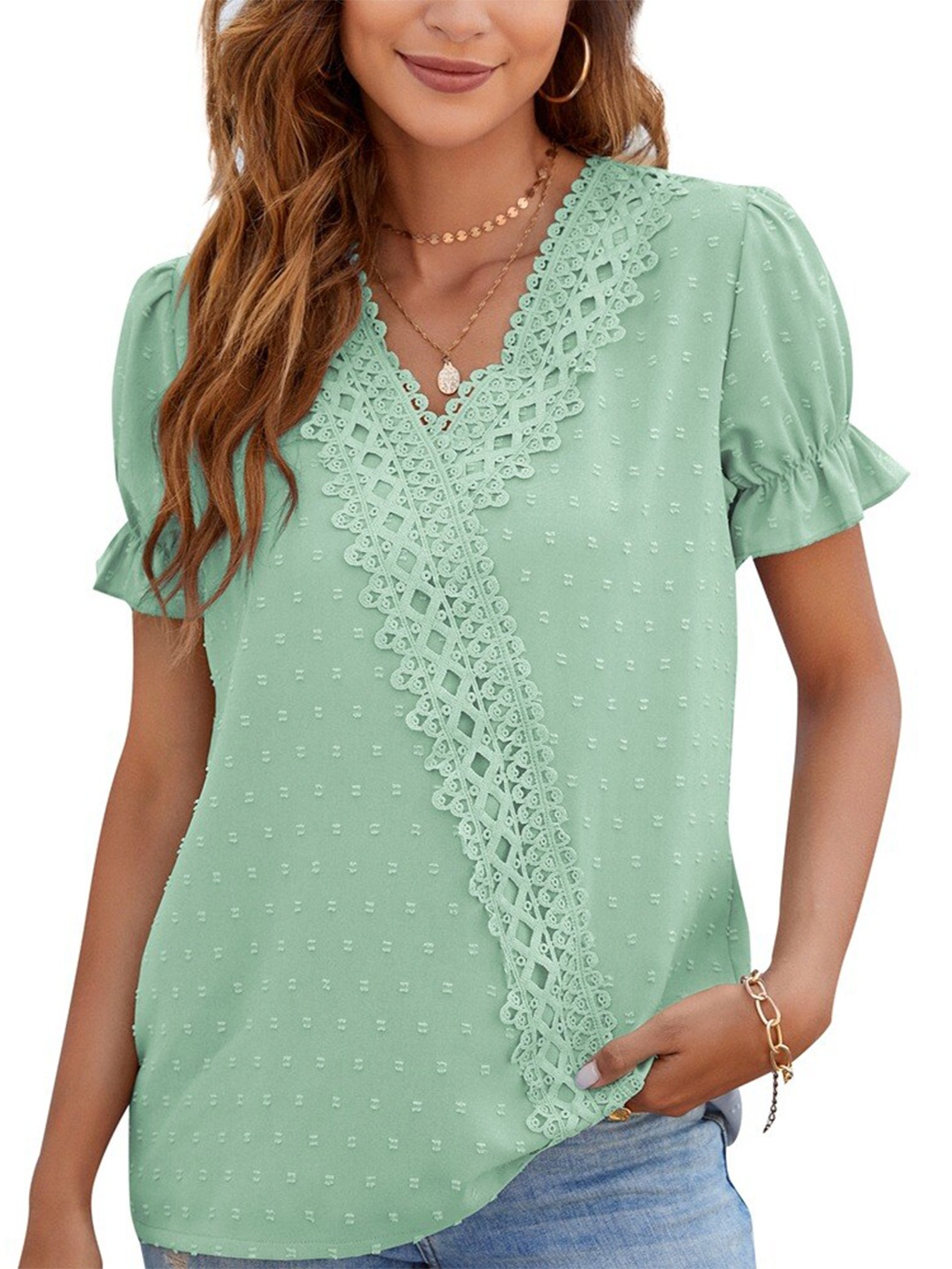 

BoStreet Green Styled Back Top