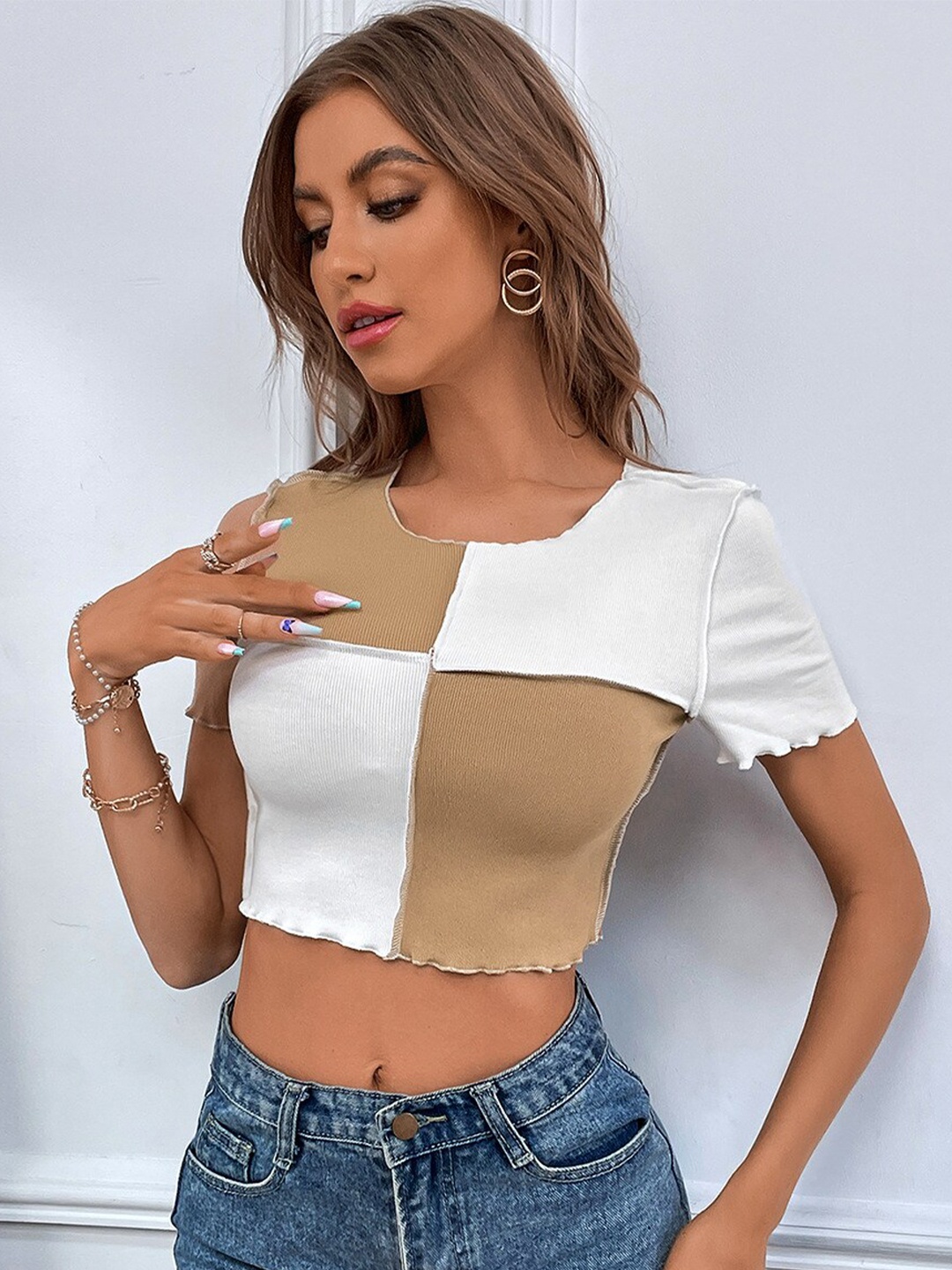 

StyleCast Beige Styled Back Crop Top