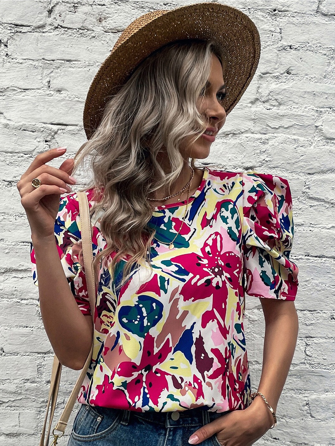

BoStreet Pink Print Top