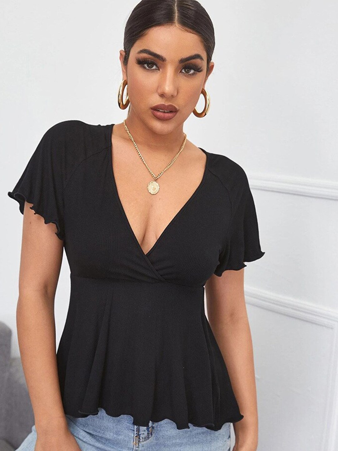 

StyleCast Black Cinched Waist Top