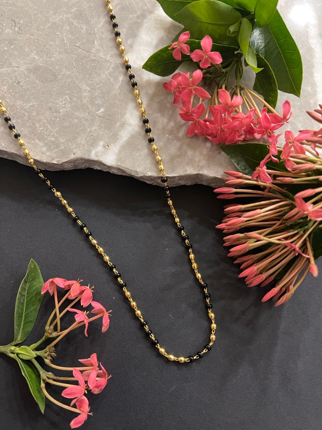 

Digital Dress Room Gold-Plated Gold & Black Beaded Short Mangalsutra
