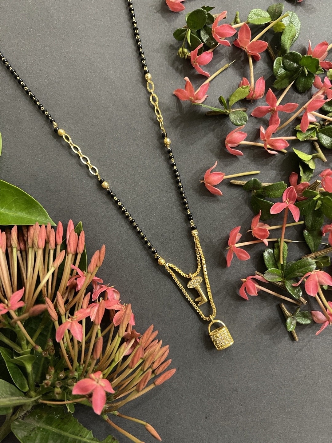 

Digital Dress Room Gold-Plated & Black Beaded Mangalsutra