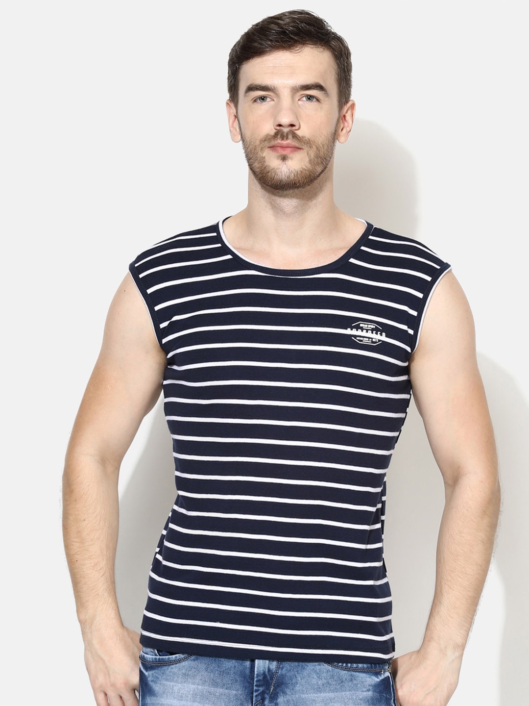 

V2 Value & Variety Men Blue Striped T-shirt