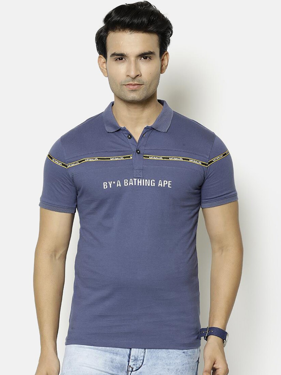 

V2 Value & Variety Men Blue V-Neck Extended Sleeves T-shirt