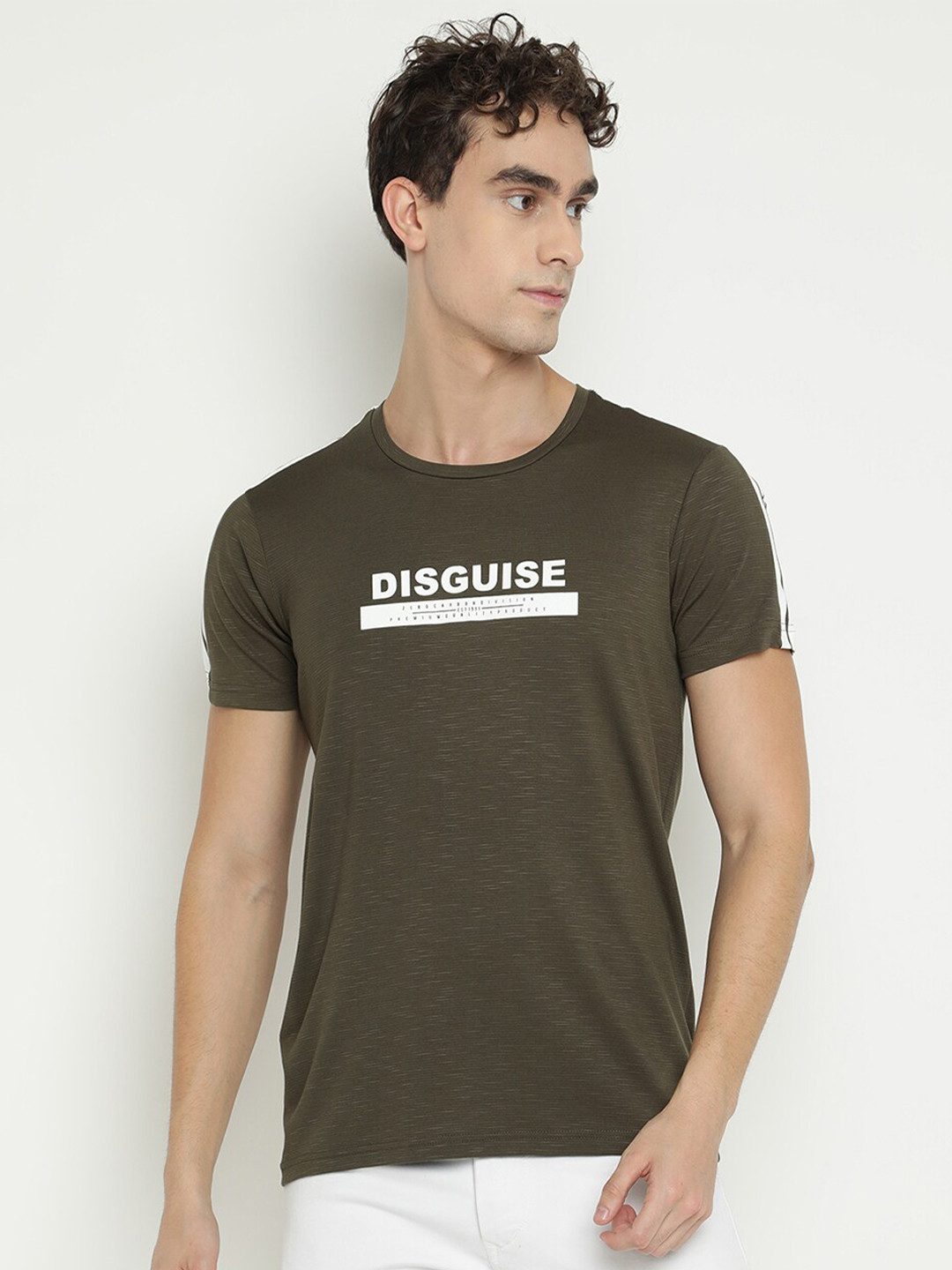 

V2 Value & Variety Men Green Typography Printed Monochrome T-shirt