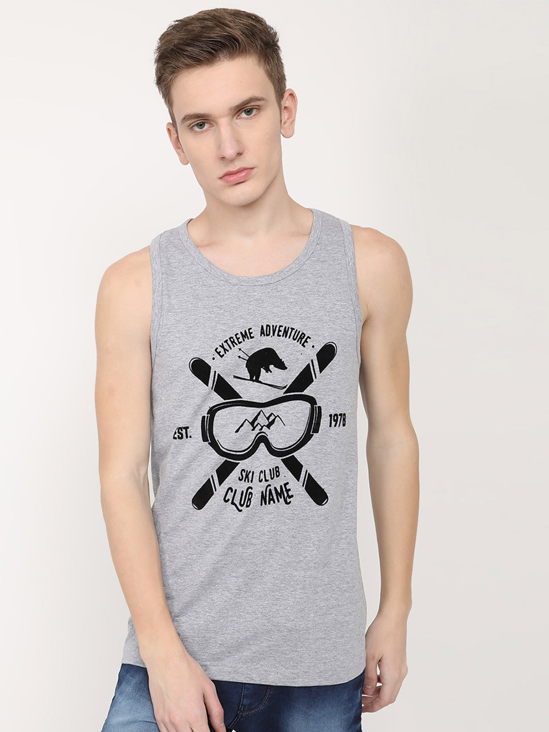 

V2 Value & Variety Men Grey Typography Printed Raw Edge T-shirt