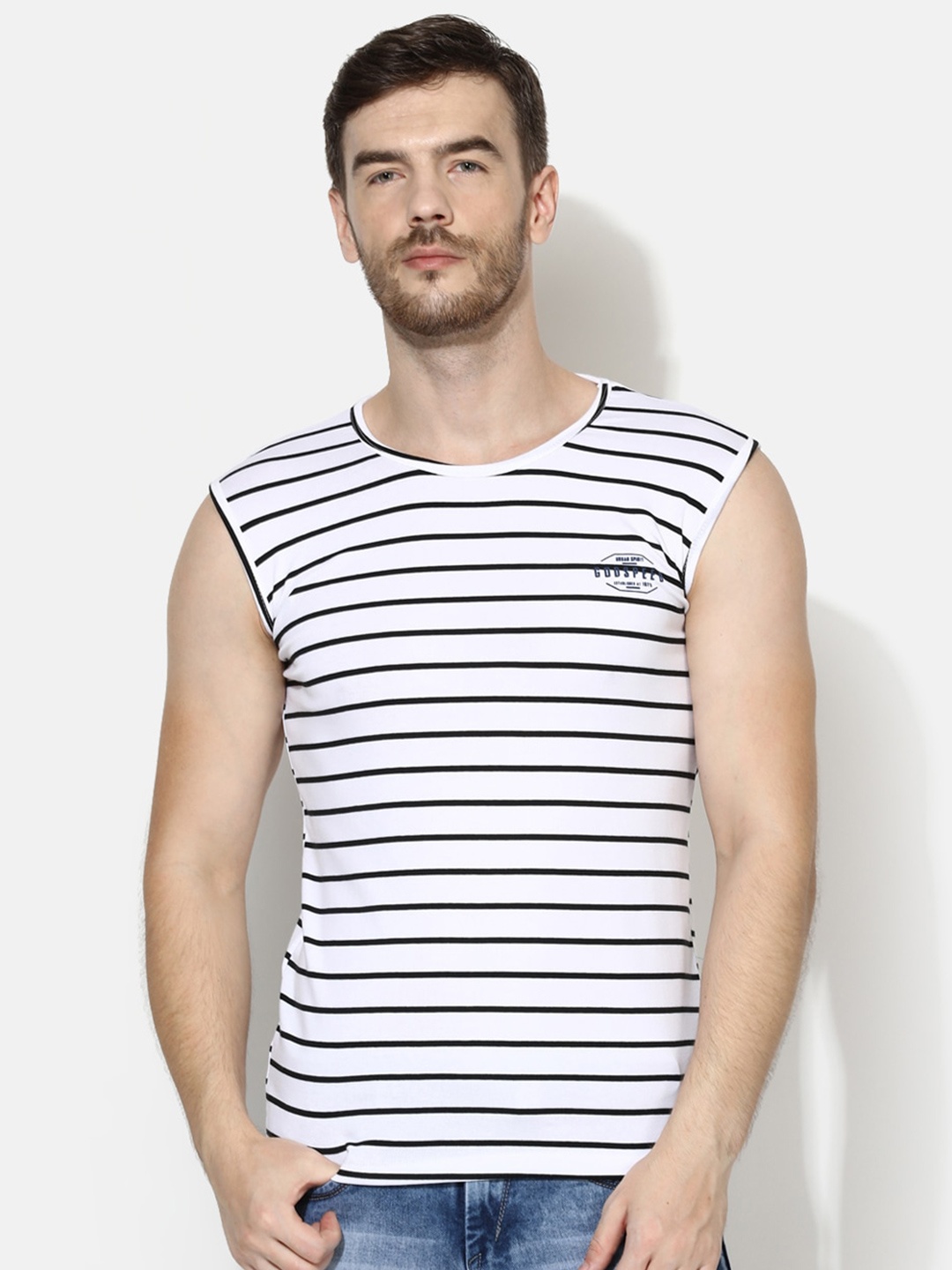 

V2 Value & Variety Men White Striped V-Neck T-shirt