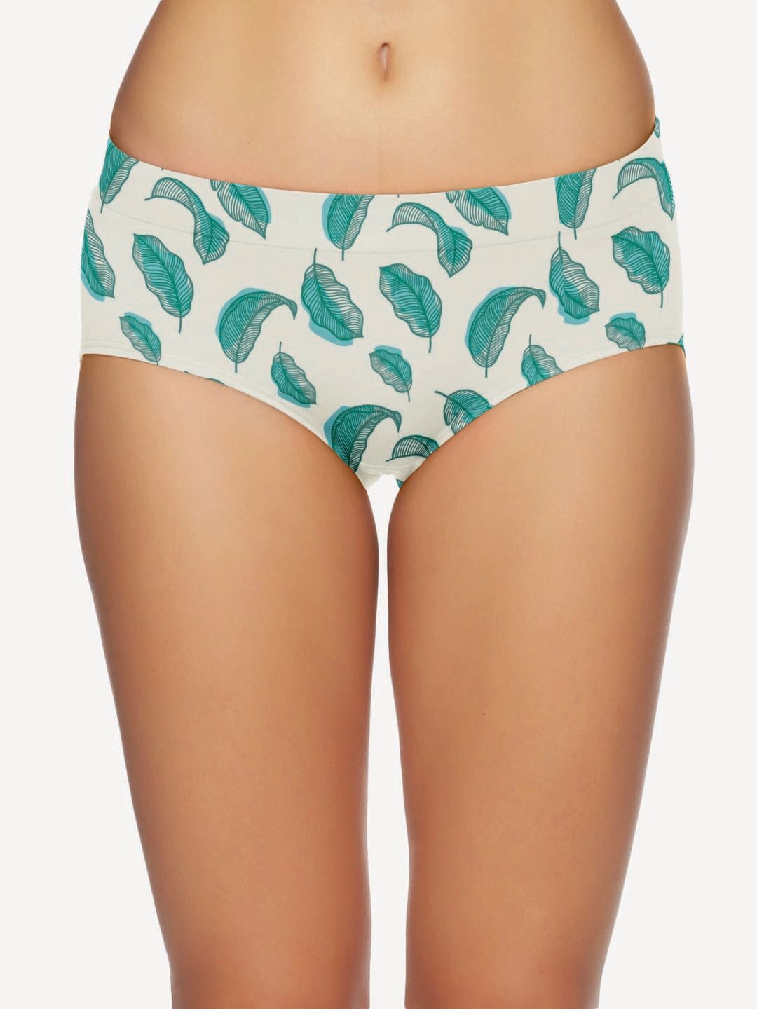 

Tailor & Circus Women White & Sea-Green Printed Hipster Briefs