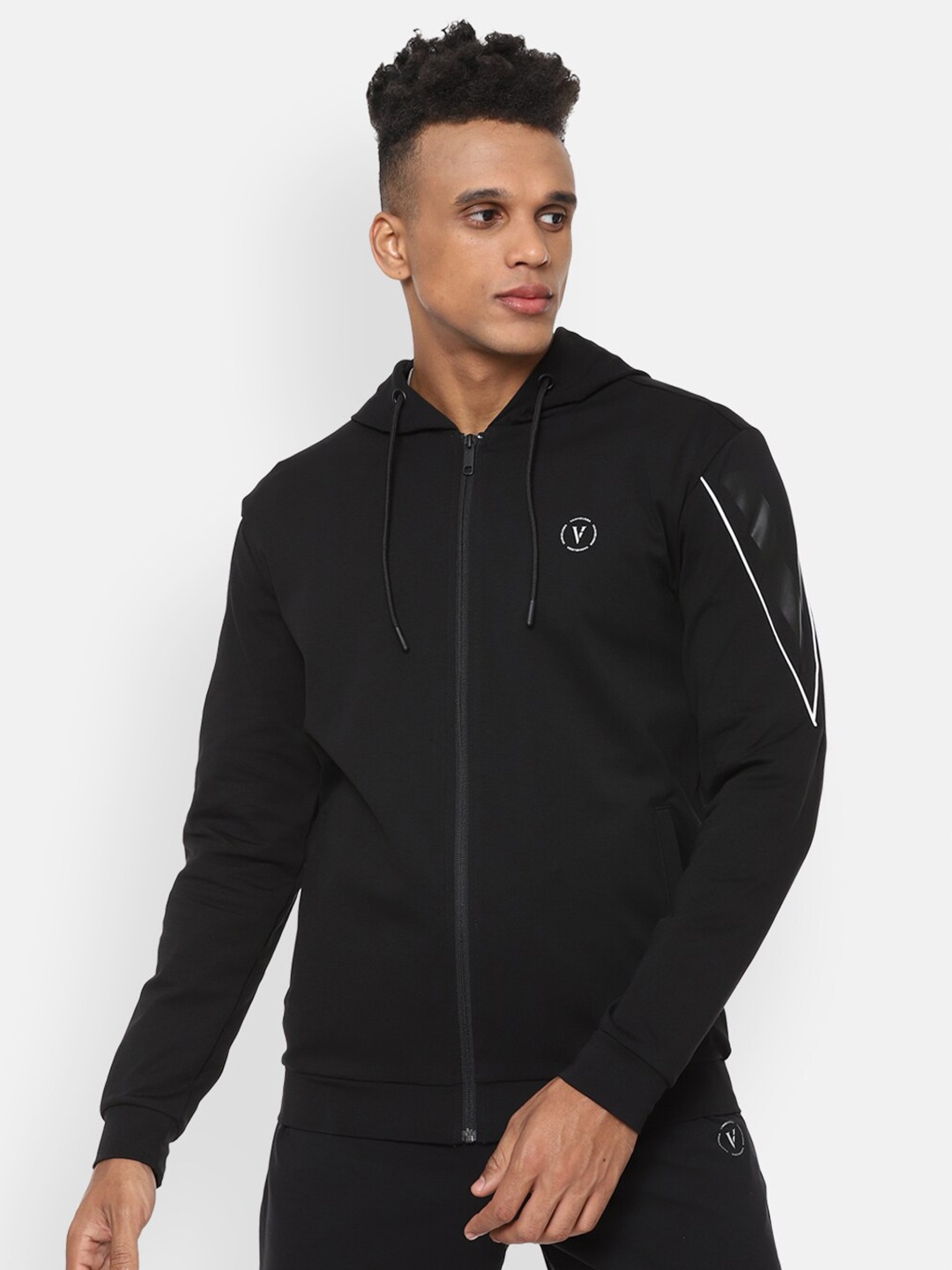 

Van Heusen Flex Men Black Hooded Running Sweatshirt