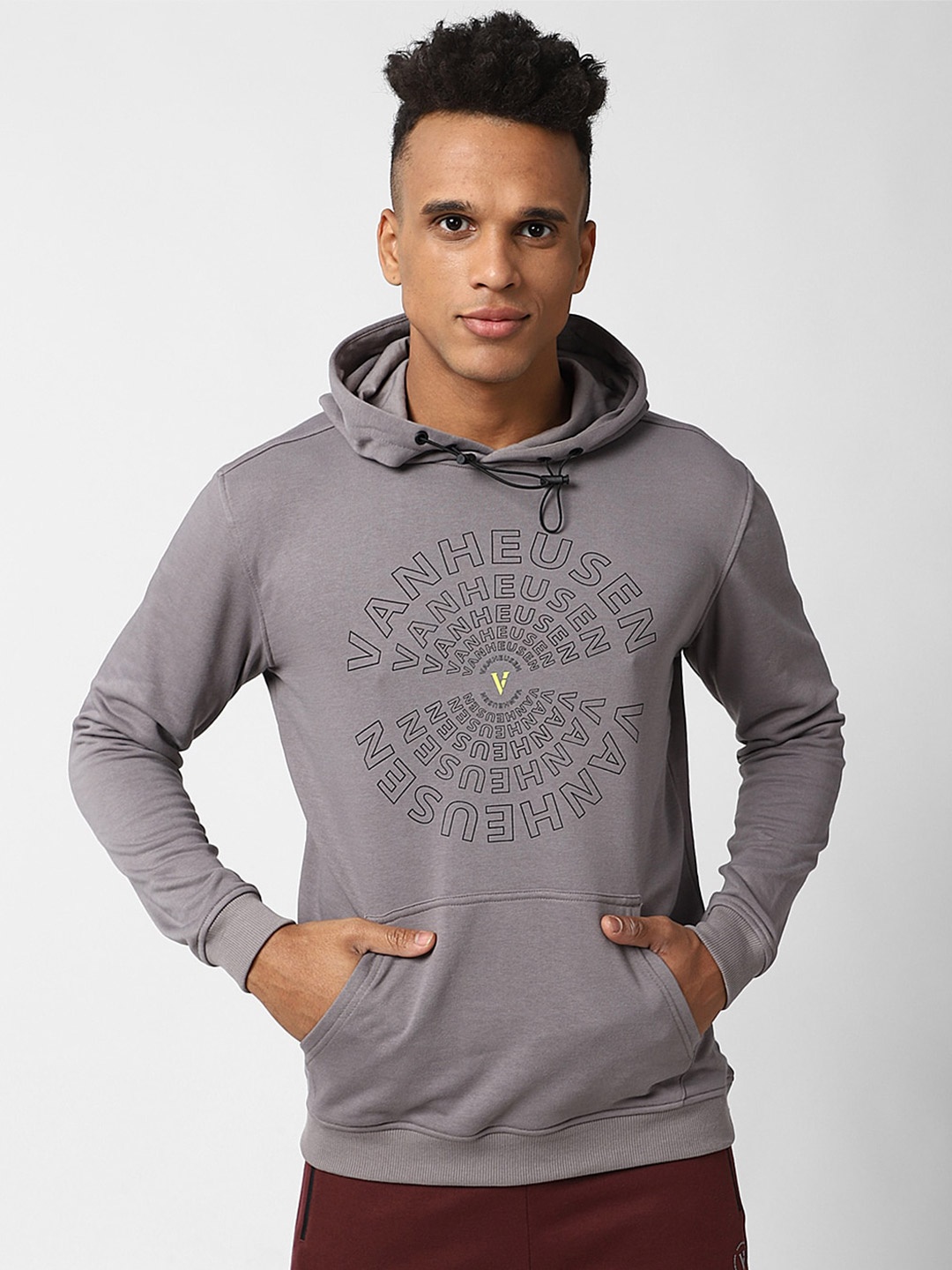 

Van Heusen Flex Men Purple Printed Hooded Sweatshirt
