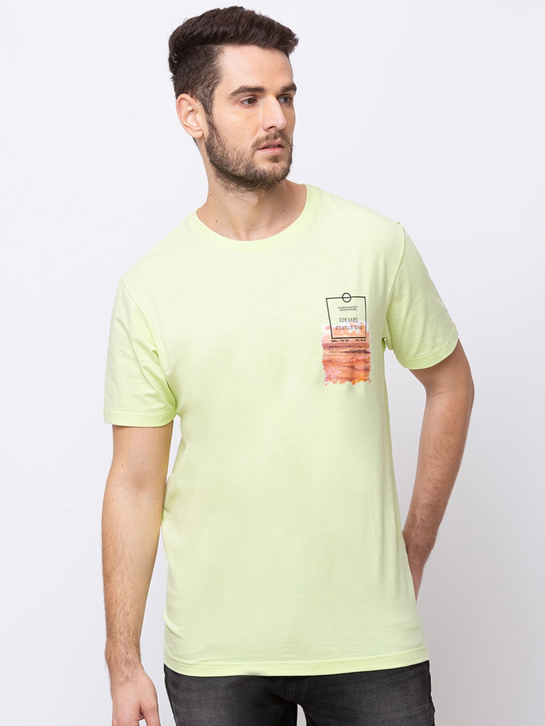 

Status Quo Men Yellow Slim Fit T-shirt