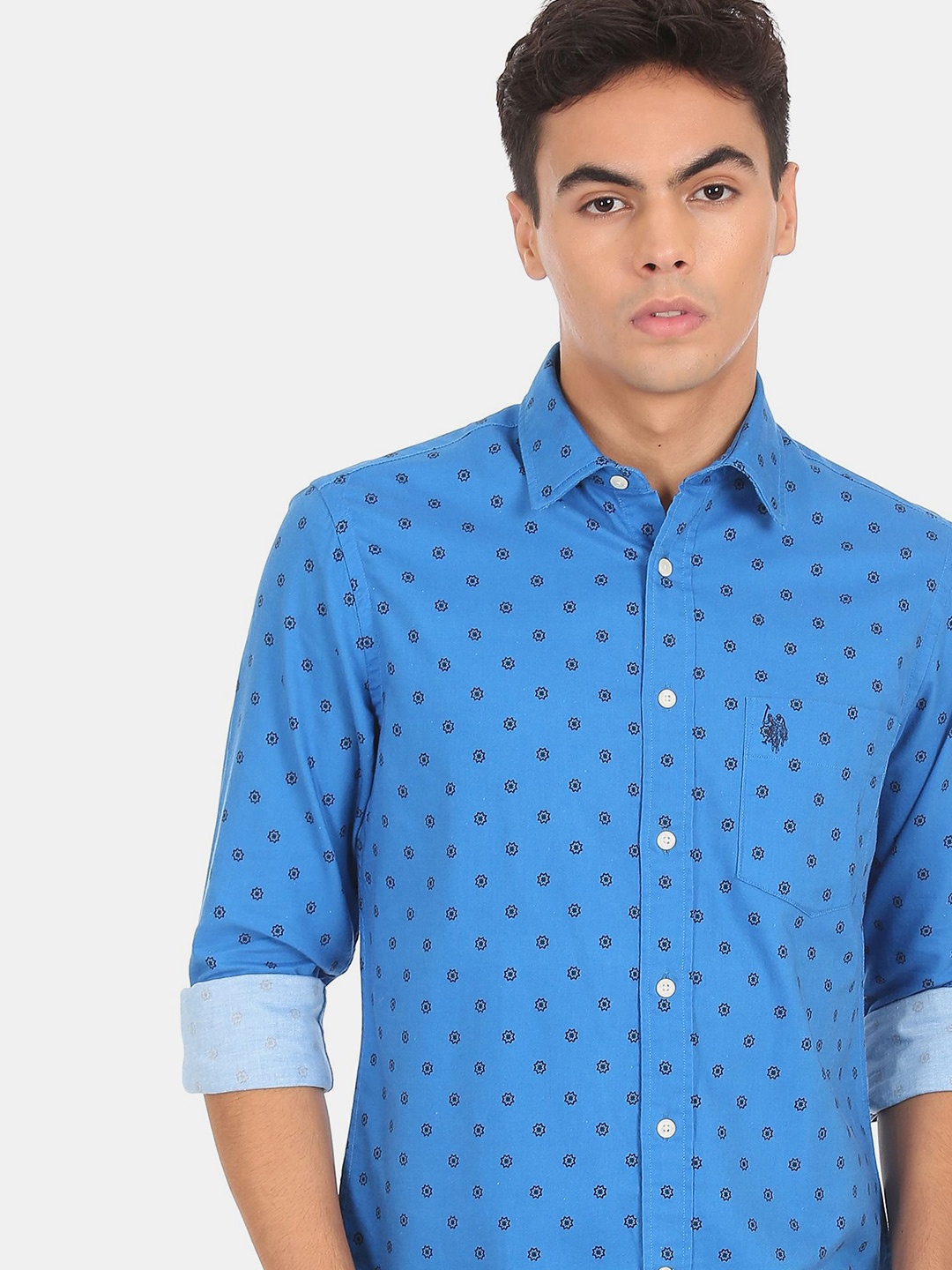 

U S Polo Assn Men Blue Floral Printed Casual Shirt