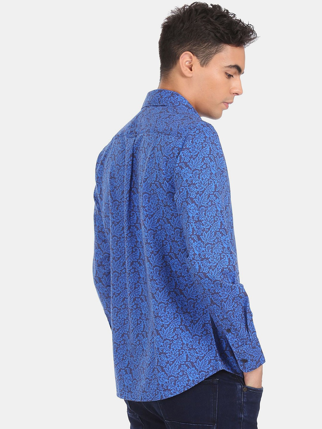 

U S Polo Assn Men Blue Floral Printed Casual Shirt
