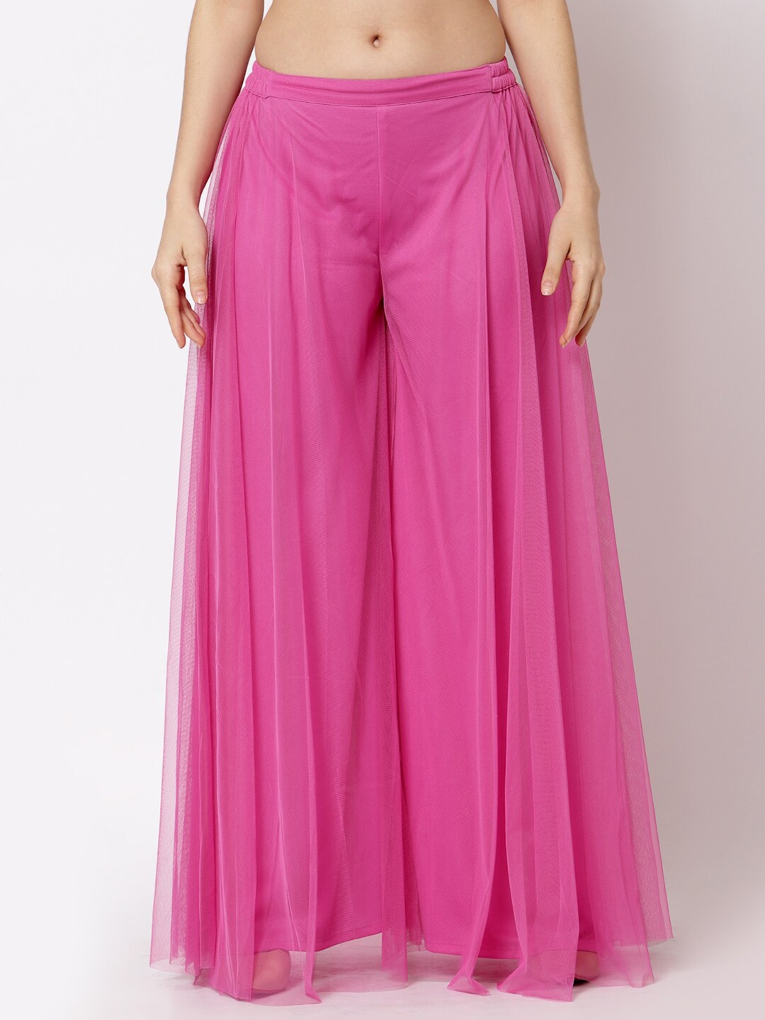 

Just Wow Women Pink Solid Flared Palazzos