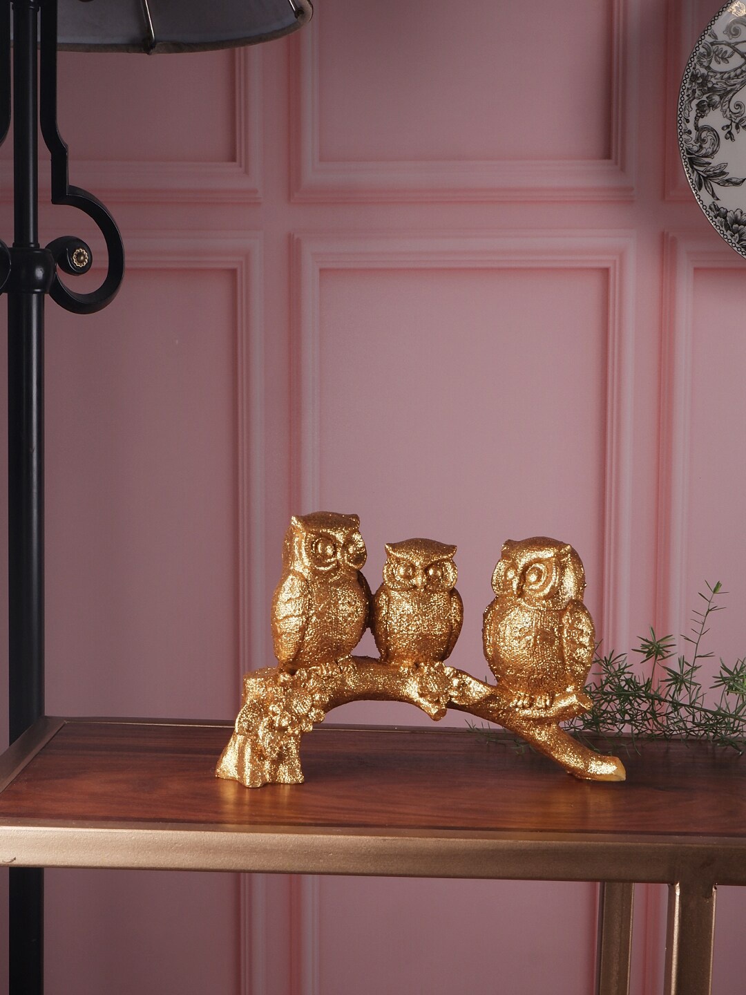 

THE WHITE INK DECOR Golden Owl On Tree Showpiece, Gold