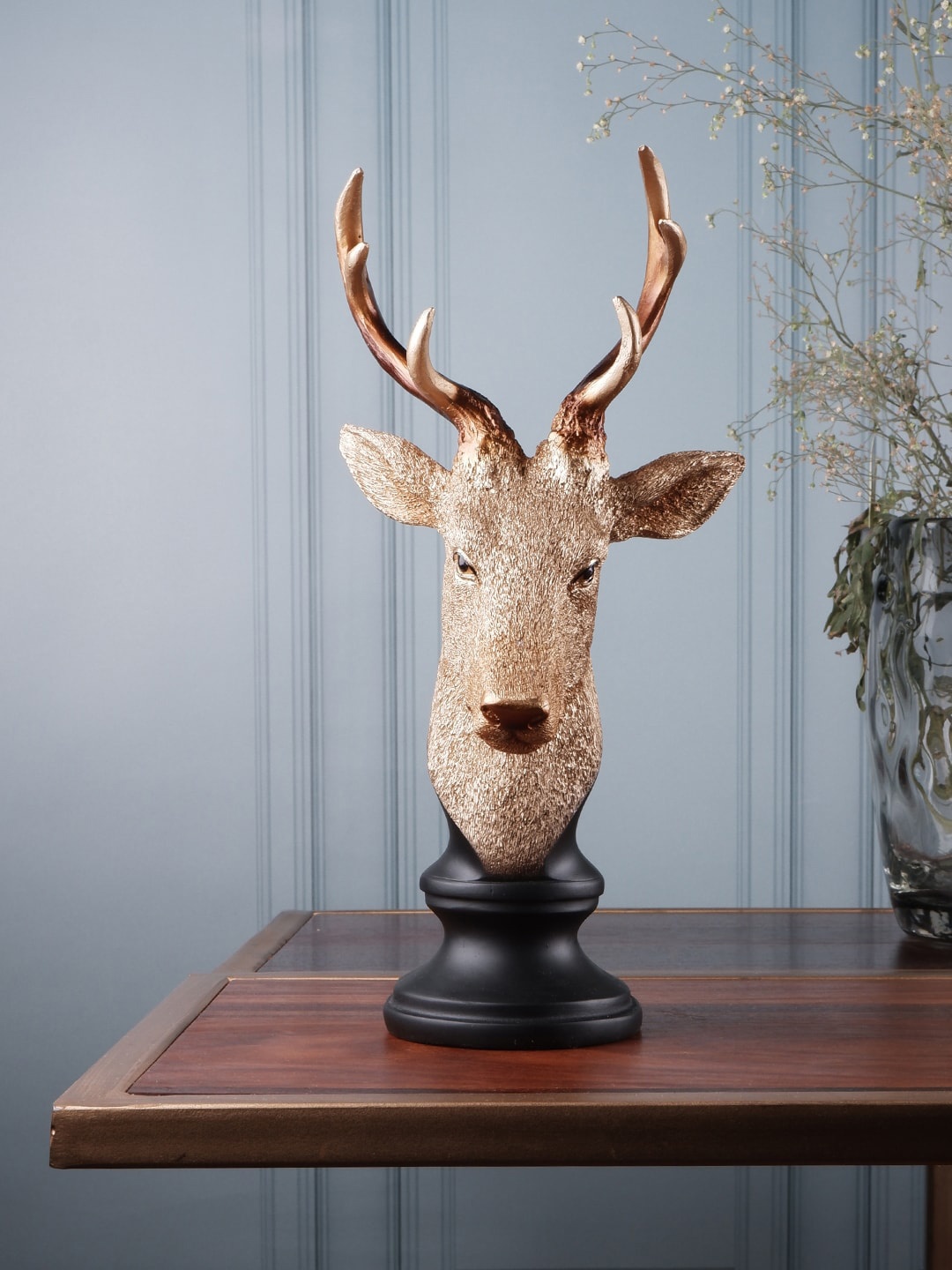 THE WHITE INK DECOR Brown Deer Head Showpieces