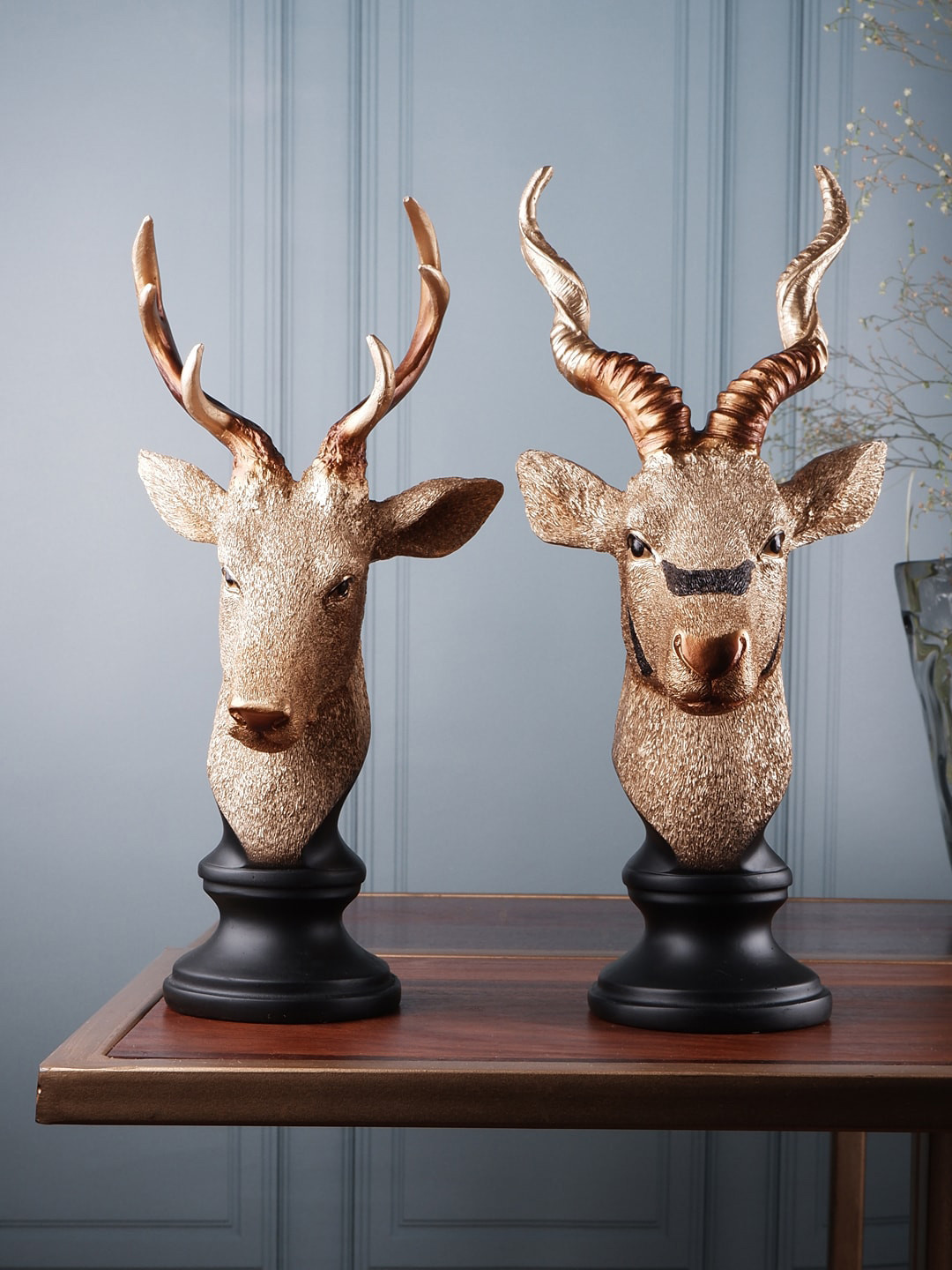 

THE WHITE INK DECOR Set Of 2 Brown Deers Figurine Showpiece