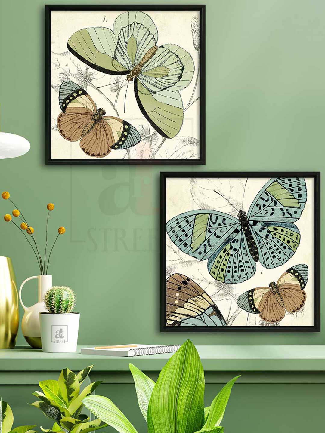 

Art Street Multi Set Of 2 Butterfly Canvas Painting Wall Art