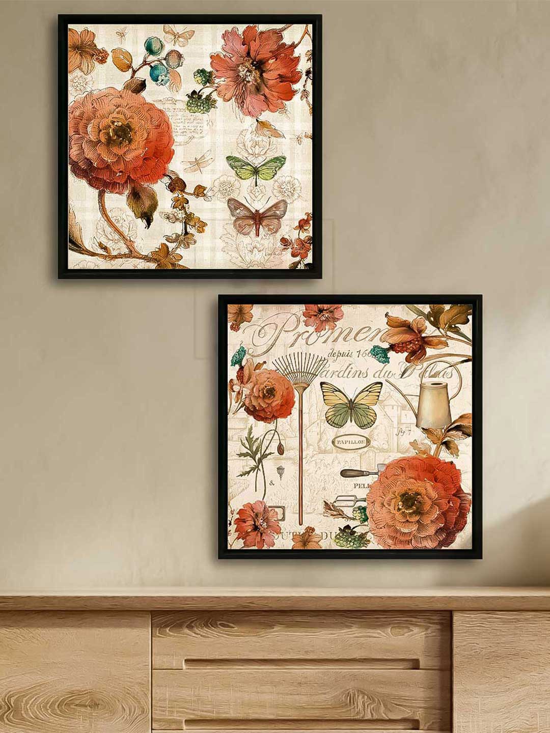 

Art Street Set of 2 Orange Garden Theme Canvas Painting Wall Art