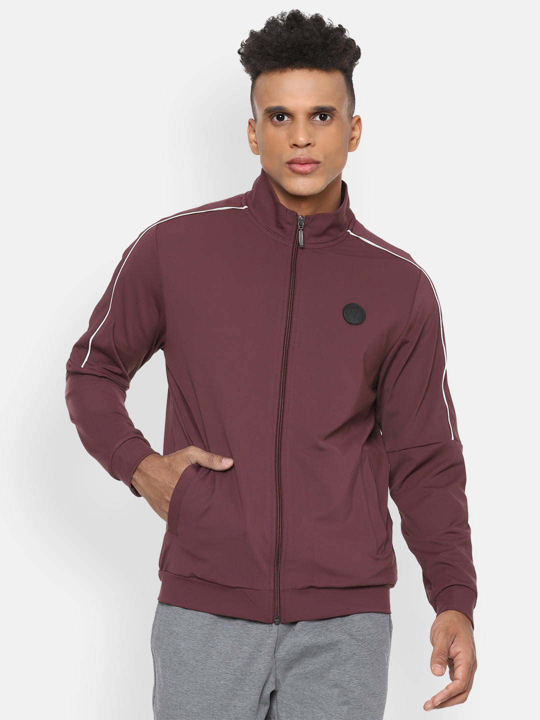 

Van Heusen Flex Men Maroon Open Front Cycling Jacket