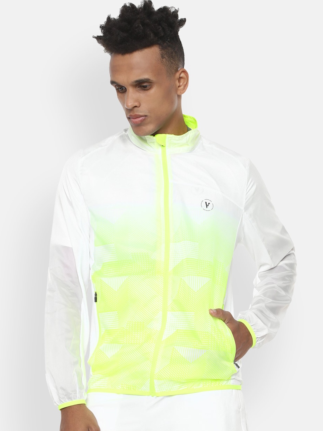 

Van Heusen Flex Men White Colourblocked Sporty Jacket