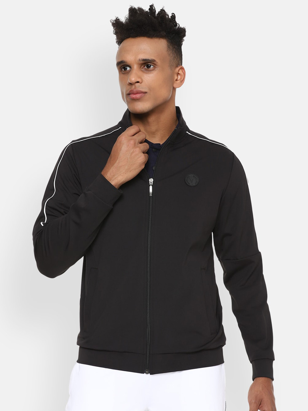

Van Heusen Flex Men Black Geometric Sporty Jacket