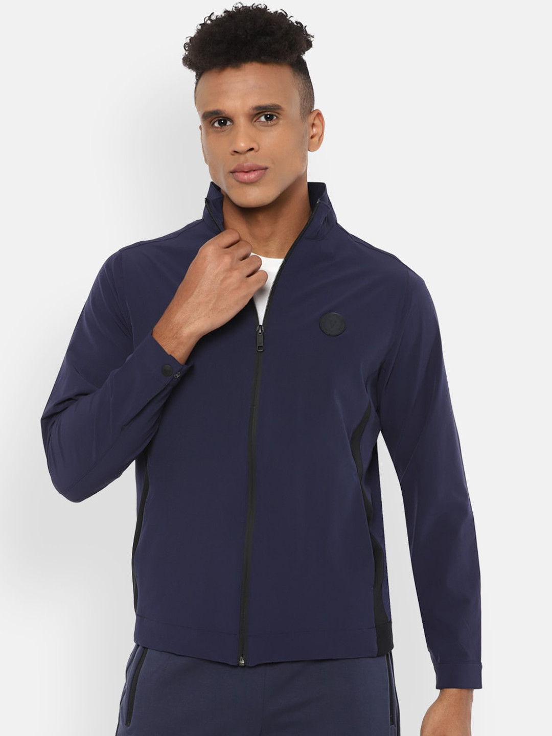

Van Heusen Flex Men Navy Blue Open Front Jacket