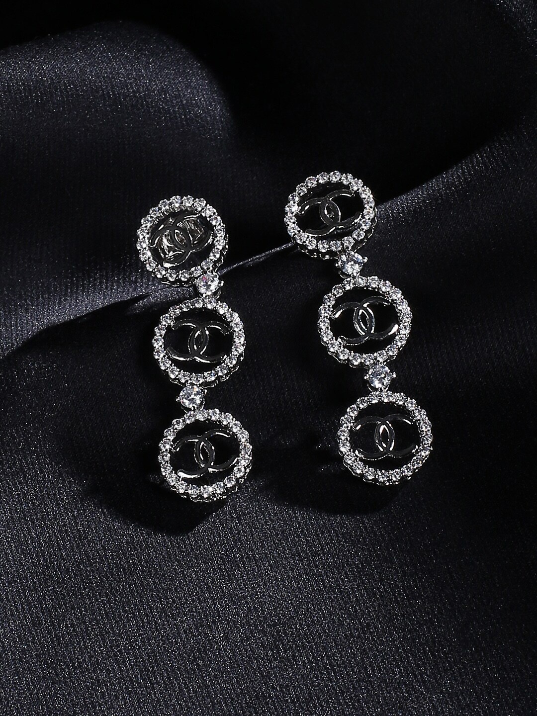 

justpeachy Silver-Toned Contemporary Drop Earrings