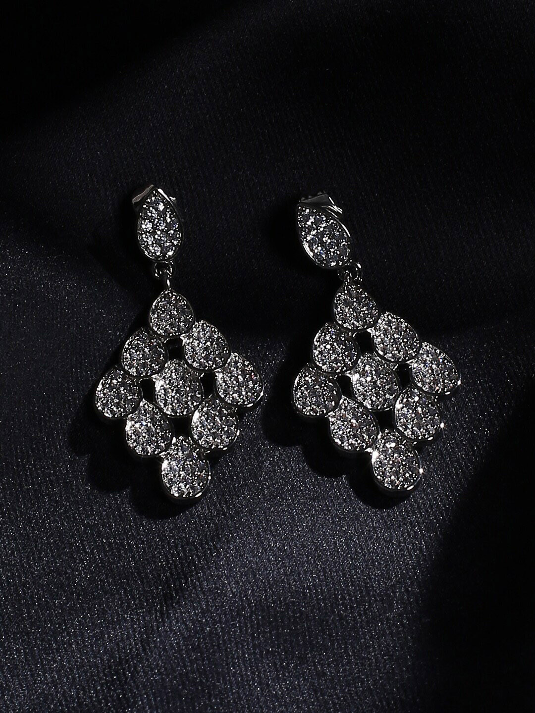

justpeachy Silver-Toned Contemporary Drop Earrings