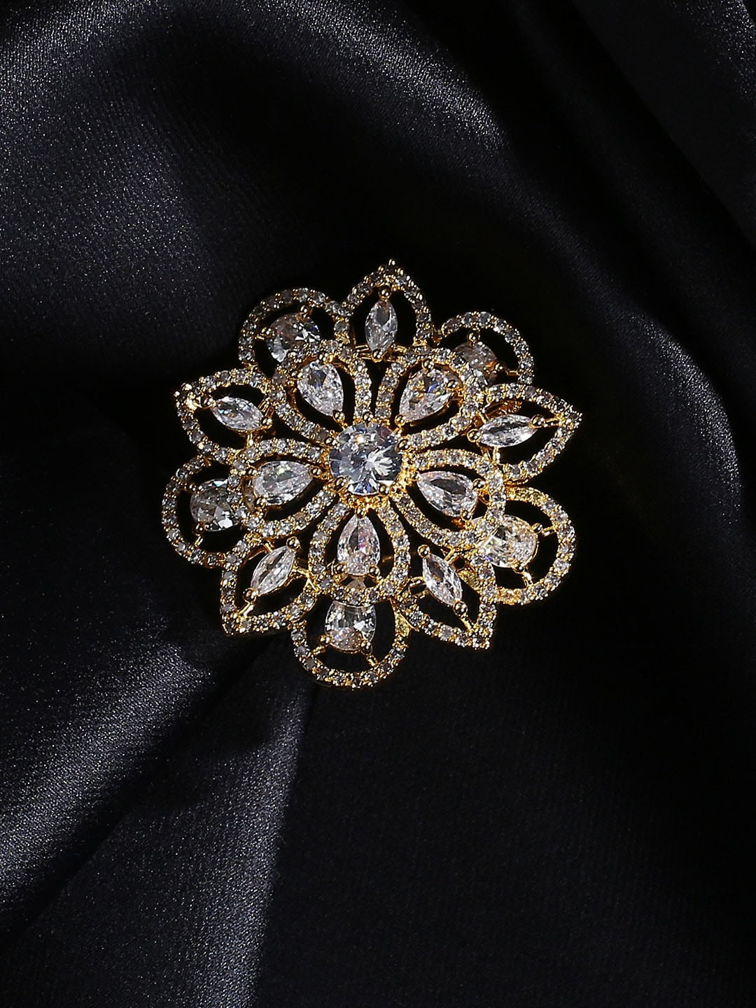 

justpeachy Gold-Plated White AD Studded Ring