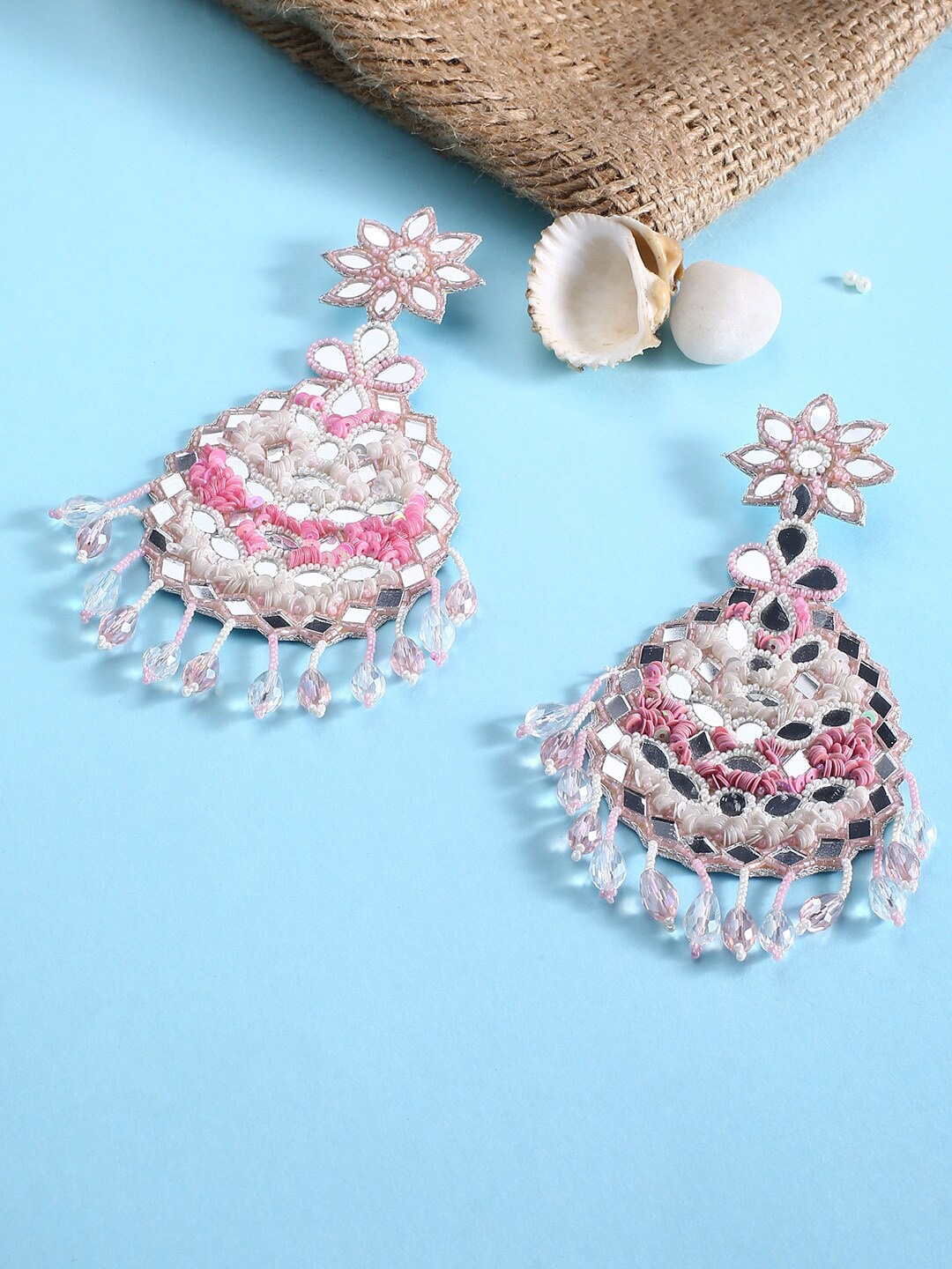 

justpeachy Pink Contemporary Chandbalis Earrings