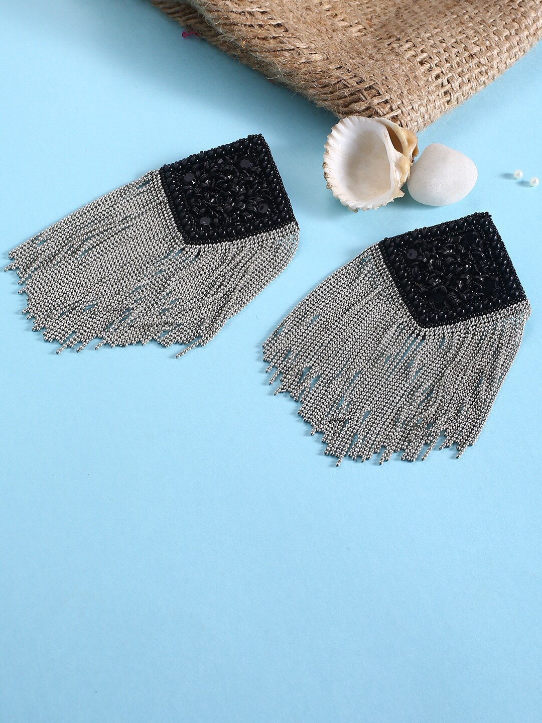 

justpeachy Black Contemporary Studs Earrings