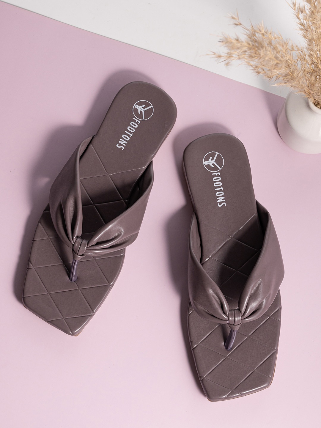 

FOOTONS Women Grey Printed Mules Flats