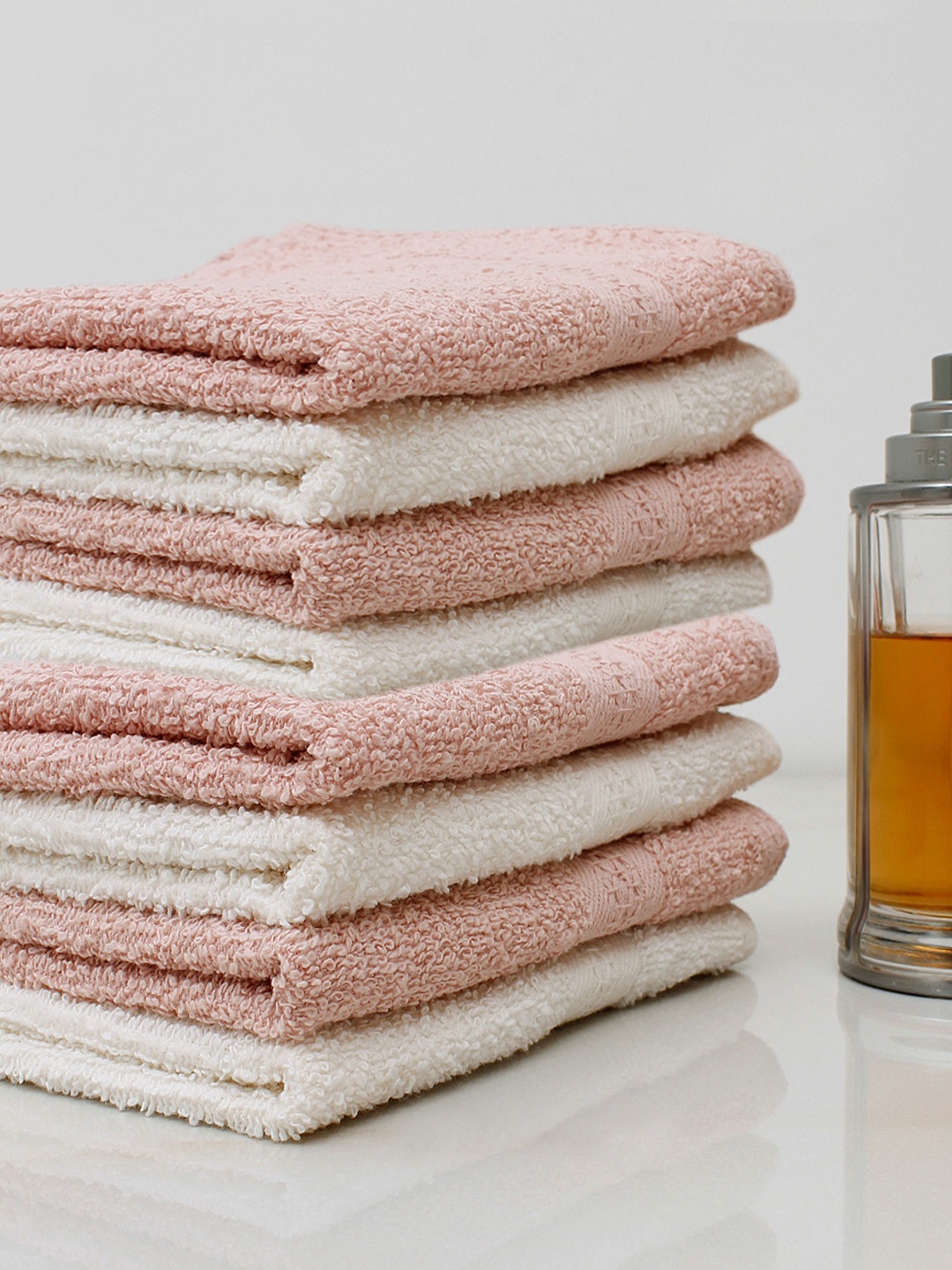 

AVI Living Set Of 8 Solid 450 GSM Cotton Face Towels, Cream