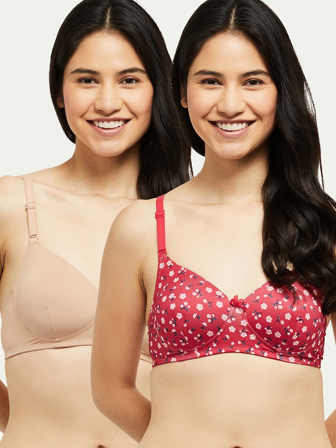 

max Red & Beige Bra Lightly Padded