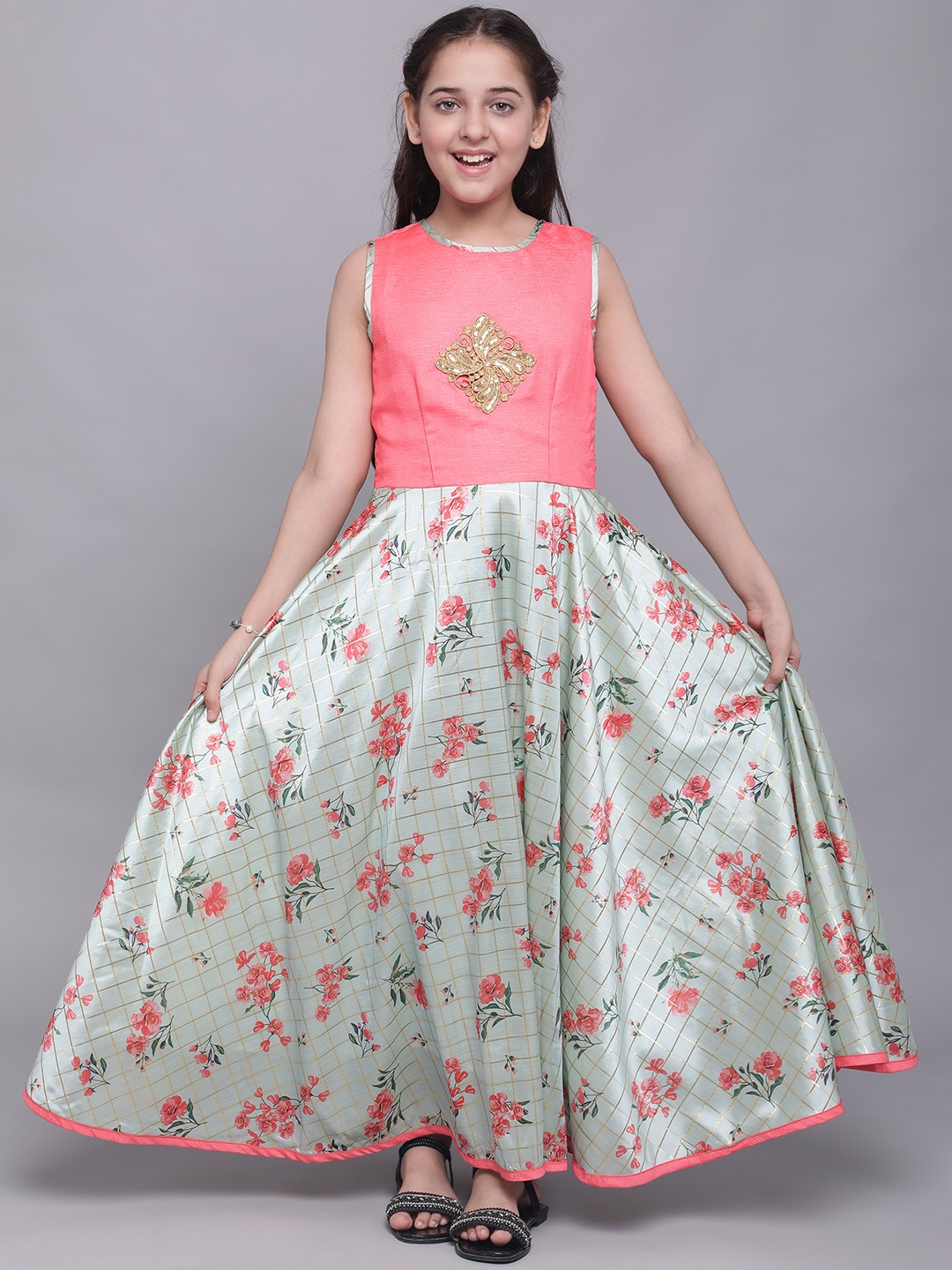 

White World Pink Floral Jacquard Ethnic Maxi Dress