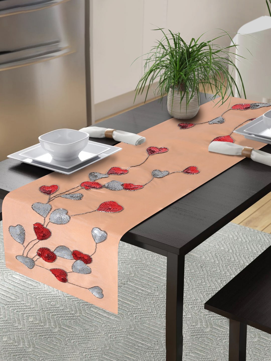 

Alina decor Peach Colored Embroidered Table Runners