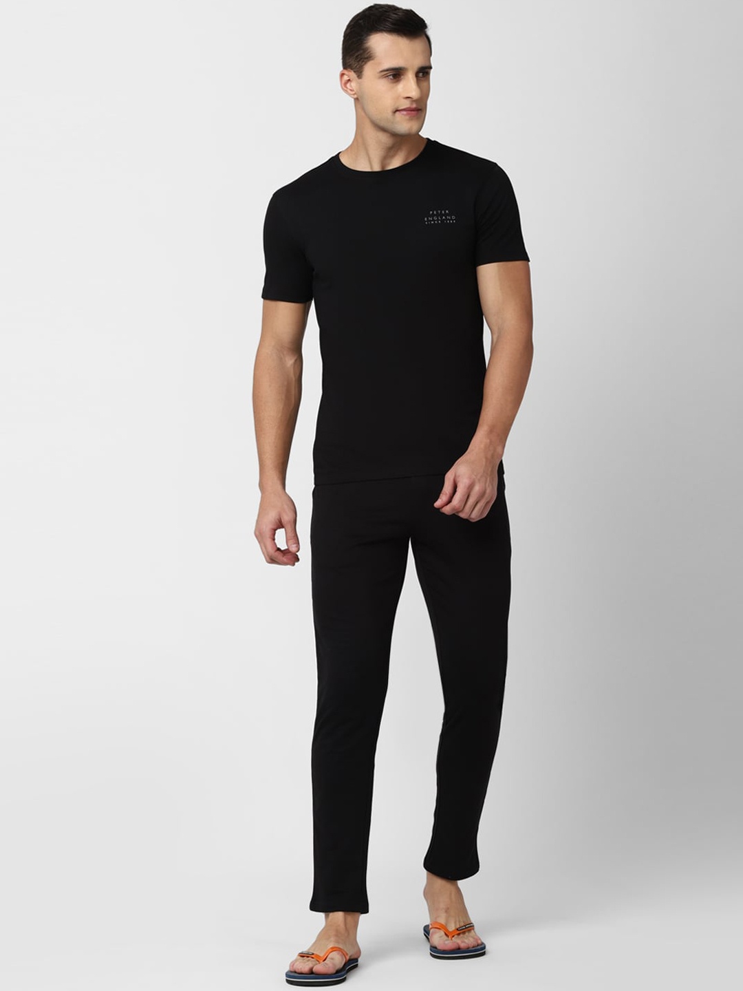 

Peter England Men Black Pure Cotton Night suit